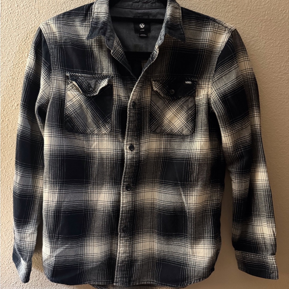 Vans Black and White Plaid Button-Down Shirt